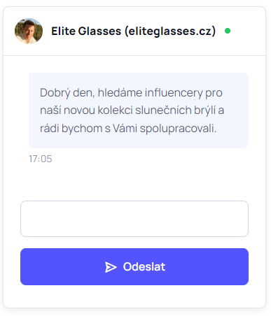 Chat s firmou v Influenz